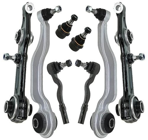 BESTPRICE 2x Querlenker Vorderachse unten vorne, 2x Querlenker Vorderachse unten, 2x Traggelenk, 2x Spurstangenkopf Kompatibel mit MERCEDES CLS (C219), E-Klasse (W211)(S211)
