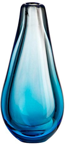 CRISTALICA Blumenvase Glas Vase Tischvase Tischdeko Hochzeitdeko Raumdekoration Acera Blau 30 cm Glasvase