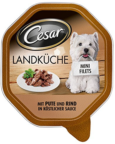 Cesar Landküche Hundefutter Pute und Rind in köstlicher Sauce, 14 Schalen (14 x 150 g)