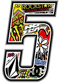 4R Quattroerre.it 13355 Startnummer 5 Aufkleber für Motorräder, Sticker Bomb, 10 x 7.5 cm