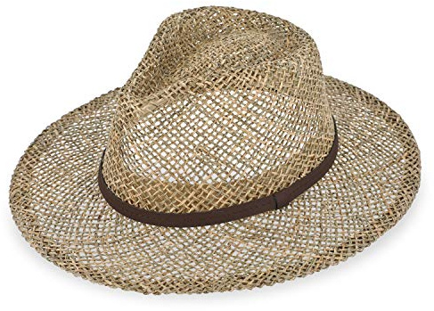 fiebig Traveller Cappello da Sole per Uomo e Donna | Cappello in 100% Erba Marina | Cappello Estivo con Cinturino in Ecopelle vegana | Cappello in Paglia, Colore Naturale in Diverse Misure
