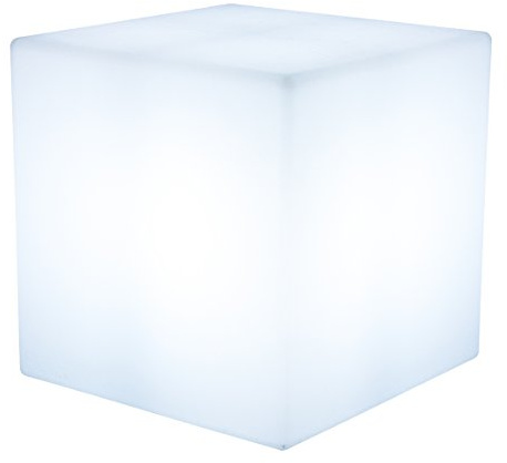 8 seasons design Shining Cube Solar LED-Würfel (43cm) weiß, inkl. Solarmodul und Leuchtmittel in warmweiß, Solar-Leuchtwürfel für außen, Würfelleuchte als Tisch + Hocker