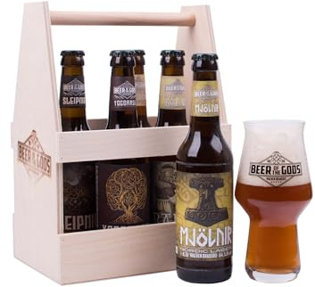 WACKEN BRAUEREI - Handvoll Götter - 5 x 0,33 l versch. Sorten + Bierglas | Beer of The Gods, Viking Craft beer Tasting Set, Wikinger Kraft Bier, Geschenk für Männer, Party, Festival, Heavy Metal