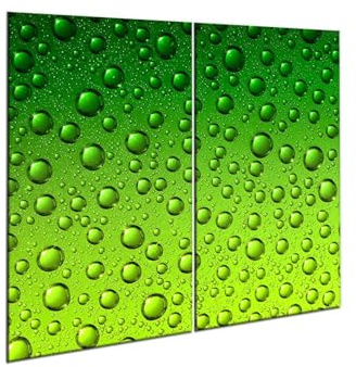 decorwelt |Herdabdeckplatte Glas Set 2x30x52 cm Ceranfeld Abdeckung Spritzschutz Abdeckplatte Rutschfest Ceranfeldabdeckung Grün Modern
