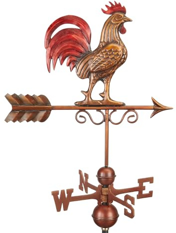 Good Directions Weathervele 1975RED - Veleta de Gallo Bantam Rojo, pátina Multicolor de Cobre Puro, Acabado a Mano, tamaño Mediano
