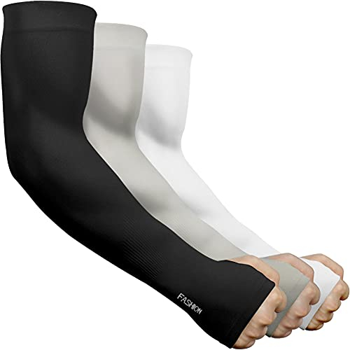 beister Manchon Bras Homme & Femme (3/6), Anti UV Protection UPF 50+ Manche de Bras Avec Trou pour Le Pouce Refroidissement Antidérapants Manchette Gaming, Cooling Sport Compression Arm Sleeves