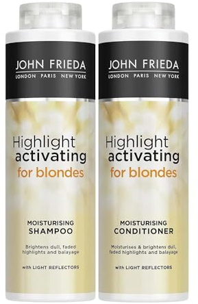 John Frieda Sheer Blonde Highlight Activating Moisturising Shampoo and Moisturising Conditioner Duo Value Bundle for Naturaland Colour - Treated Blonde Hair, 2 x 500 ml