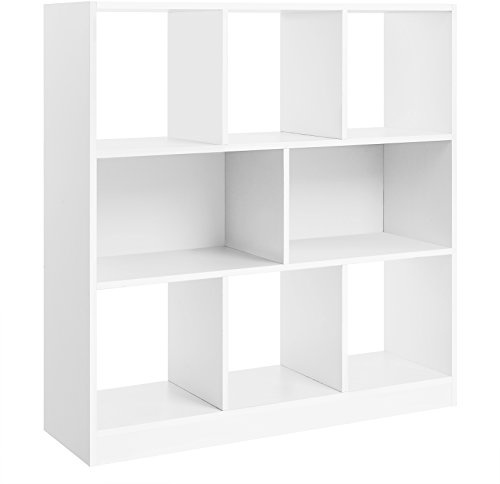 VASAGLE Bookcase, Bookshelf, Freestanding Storage Unit, 8 Open Compartments, Used Horizontally, Vertically, Upside Down, 11 x 35.4 x 39.4 Inches, for Living Room, Study, Office, Cloud White ULBC55WT
