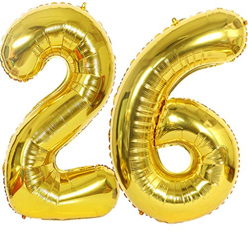 Luftballon 26 Gold, Helium Ballon 26 Goldene 26 Luftballon Geburtstag 26 Jahre, 26 Luftballon Zahl Gold, Riesen Folienballon XXL Ballon Zahlen 26 für Geburtstag Hochzeit Jubiläum Party Deko