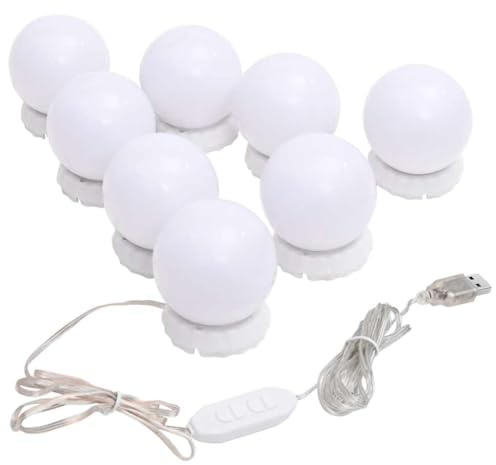 vidaXL Lampe de Miroir avec 8 Ampoules LED Lampe de Maquillage Miroir Cosmétique Miroir d'Habillage Salon de Coiffure Blanc Chaud et Blanc Froid