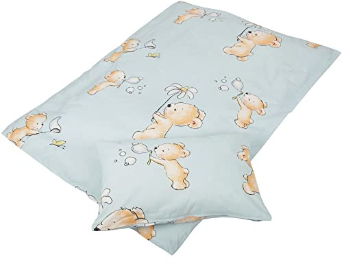 Kinder Betten-Set inkl. Bettwäsche 2-tlg (100x135cm / 40x60cm) Bettdecken Set, Bettbezug aus 100% Baumwolle - Steppbett waschbar bei 95°C