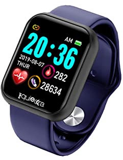 RF Distribution Power Color Smartwatch, Fitness Homme Femme, Podomètre, Moniteur de Fréquence Cardiaque Sommeil et Santé, Notifications Messages, Boîtier Noir avec Bracelet Noir Et Bracelet Bleu