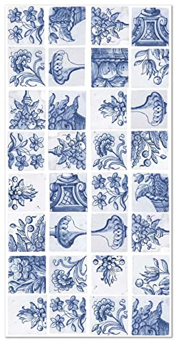 Panorama Tapis Vinyle - Modèle Carreaux Ciments Séville Bleu 60x110 cm - Différentes Tailles - Deco Maison, Cuisine, Chambre et Exterieur