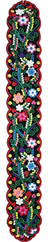 YZXDORWJ Ceinture brodée mexicaine pour femme motif floral traditionnel bohème, pour robe et fête, Medium
