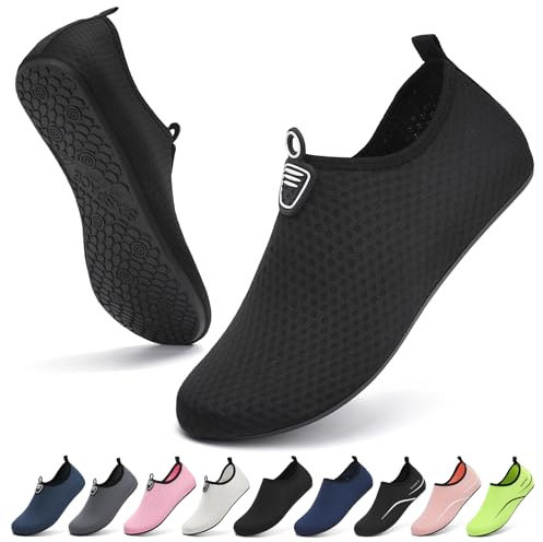 Sixspace Damen Herren Badeschuhe Wasserschuhe Schwimmschuhe Männer Frauen Strandschuhe Aquaschuhe Barfußschuhe für Strand,Pool,Meer,Wassersport,Tauchen,Surfen,Aqua Cycling(Schwarz 37 EU)
