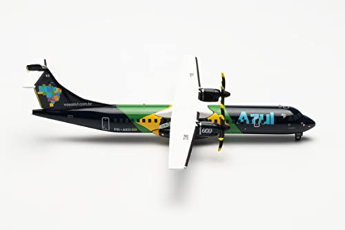 Herpa Modellflugzeug Azul ATR-72-600 Brazilian Flag Livery PR-AKO Maßstab 1:200 - Modellbau Flugzeug, Flugzeugmodell für Sammler, Miniatur Deko, Flieger ohne Standfuß aus Metall