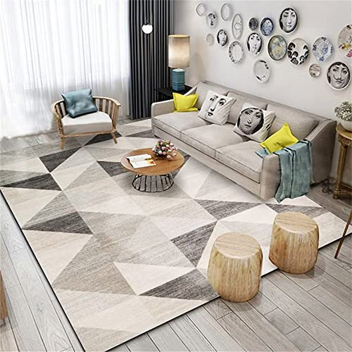 RUGMRZ Area Rug Balkon Teppich Anti Rutsch Geeignet für Restaurant grau dreieckige geometrische Muster ohne Allergien Webteppich 70X140cm