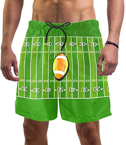 WOSHJIUK Herren-Badehose, schnell trocknende Boardshorts mit Netzfutter,American-Football-Feld,Strandshorts Herrenshorts