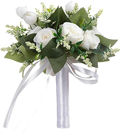 LICHENGTAI Brautstrauss Hochzeit Blumenstrauß Braut Satin Rosen Blumen Strass Perlen Blumensträusse Hochzeit Strauß Künstliche Blumenstrauß künstlicher Rosenstrauß Dekoration