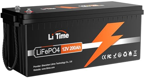 LiTime 12V 200Ah Lithium Leisure Battery, Max. 15000 Deep Cycles LiFePO4 Battery, Backup Power for RV, Caravan, Travel Trailer, Marine, Camper