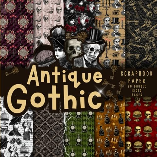 Antique gothic scrapbook paper, 8.5x8.5, 10 Designs, 20 Double-Sided Sheets: Scrapbooking Paper for Junk Journals, Decorative craft Paper for Gift, ... & Mixed Media, Origami, Collage & Card Making