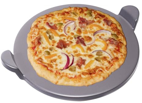 Old Stone Pizzastein mit Griffen, glasiert, rund, für Ofen und Grill, 38,1 cm