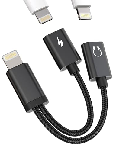 Adaptateur Ecouteur pour Iphone (2 en 1)Certifié pour Apple MFI Double Lightning Jack Cable Chargeur Prise Câble Audio Voiture Auxiliaire Accessoires 14 13 12 11 Pro Max 7 8 Plus X SE XS XR pour IPad