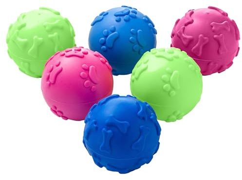 Squeaky Rubber Dog Ball 6 Pack | SUPER SOFT 2.0 | Dog Balls Set ONLY for Puppies & Small Dogs - Training, Play, Anxiety & Boredom Puppy Balls that Float | EXTRA SOFT NON-AGGRESSIVE