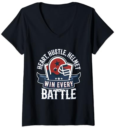 Damen American Football Hustle Helm Battle Winner Men Football T-Shirt mit V-Ausschnitt