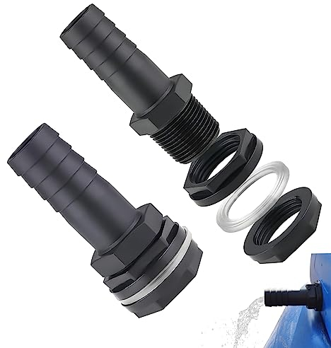 Kit di Collettori Per Acqua Piovana,Raccordo Per L'acqua Del Pluviale,Raccordo Per Cisterna Con Gommino e Guarnizione,Per Barili di Acqua Piovana,Cisterne (Nero / 2* Connettore Per Secchi)