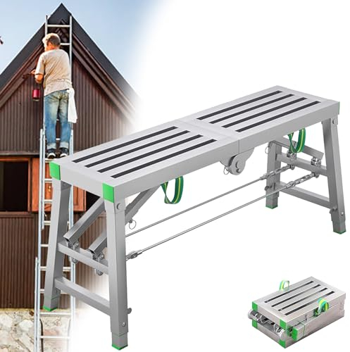 Ponteggio in Acciaio,Scala per Impalcatura Multiuso,Piattaforma Alta Regolabile,Carico di 500 kg,per Decorazioni per Interni ed Esterni,Rifinitura e Pulizia di Camper da Giardino,78in(200cm)