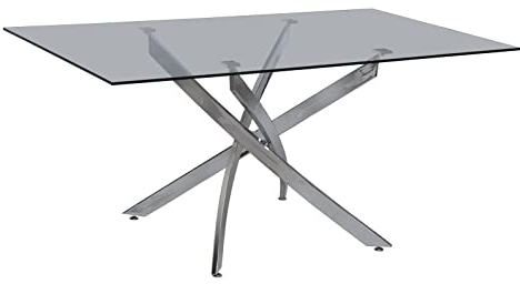 MAESTRO FERRETERO MF - Mesa de Comedor Modelo Chantal 150 - Base Cromada, Tapa de Cristal Templado 150 x 90 cms -