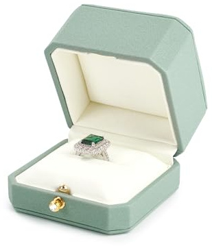 Oirlv Boîte à Bagues Boîte de rangement Bague Mariage | Vert PU Cuir Ecrin Bague, Pour Fiançailles, Anniversaire Ringbox