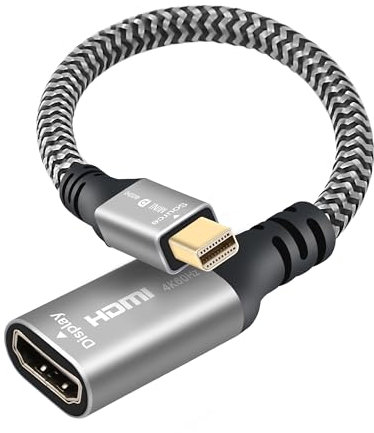 4K@60Hz Mini DisplayPort to HDMI Adapter, Mini DP (Thunderbolt) Male (Source) to HDMI Female (Screen) Braided Cord& Aluminum Shell Converter Connector Compatible for MacBook Air/Pro, Monitor/Projector