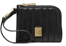 kate spade new york Deco Quilted Leather Coin Card case Wristlet, Black, One Size