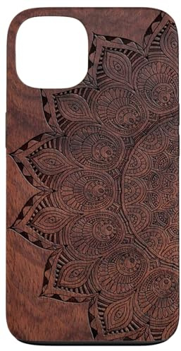 Mandala gravé en bois - Fleurs florales Yoga Namaste PC Coque pour iPhone 13