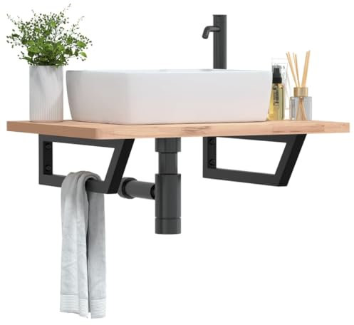Lauuoeriau Ferramenta, staffe per mensole per lavabo, 2 pezzi, in acciaio trapezio, nero