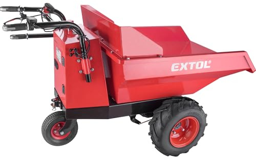 Extol Premium elektrische Schubkarre mit Akku | Dumper mit 200L Mulde | 400kg Traglast | 54V Li-Ion mit 15 Ah