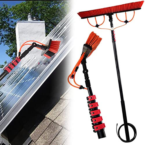 UQACHG Wasserzufuhr-Set, Fensterreinigungsset mit Verlängerung, 180° drehbarer Bürstenkopf, Teleskop-Reinigungsbürste, Außenfensterglas, Solarpanel-Sprühwaschanlage, 18 FT/5,4 M,18FT,5.4M