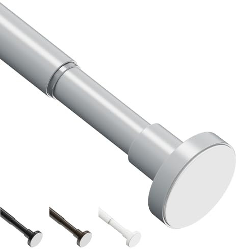 WELDUN Barra de tensión extensible para cortina, 46-155 cm, barra telescópica para cortinas de ducha, barra de resorte fuerte ajustable para ventana, baño, dormitorio, gris