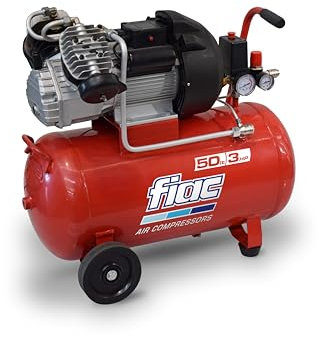FIAC Compressore d'Aria VX3650, Compressore Aria 50 Litri, Doppio Manometro, Pressione Massima 10 Bar, Lubrificato ad olio, Mobile, Potenza 3 CV, Rumorosità 73 dB (LpA)