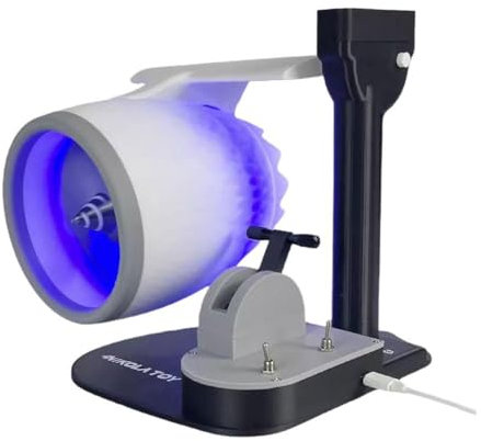 NIKOLATOY Ventilateur USB de bureau amélioré, forme de moteur turbofan, haute qualité NikolaToy 25 x 25 x 26 cm, bleu, humidificateur, lumière LED, feu arrière rouge
