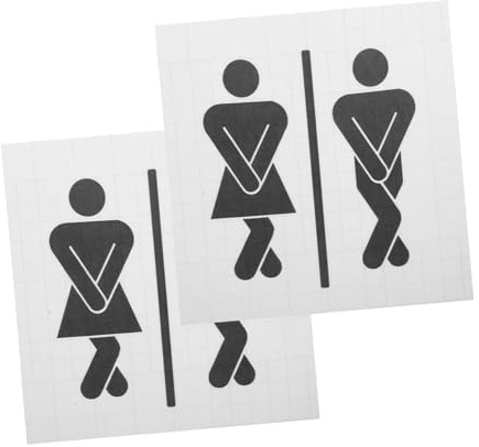 Gadpiparty Niedliche Badezimmer-türschilder 2 Stück Pvc-aufkleber Unisex-toilettendekor Einfache Wandkunst Für Toiletten Western-badezimmerdekor