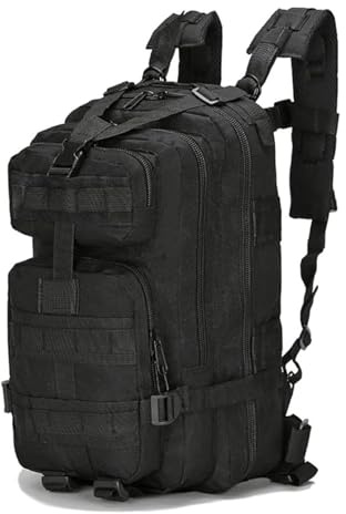 Lawaia Military Backpack 30L Tactical Rucksack for Men Women Camping Bag Waterproof Backpack Mens Hiking Backpack Gym work Bag Mens Travel Rucksack 43x24x20cm back pack (Black)