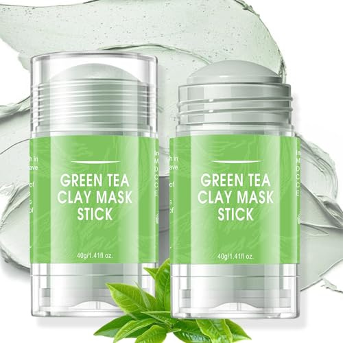 Green Tea Clay Mask Stick - Grüner Tee Maske Stick für Gesicht - 2 Stück Grüne Tee Maske für Tiefenreinigung, Porenverfeinerung und Feuchtigkeitsbalance - Für Alle Hauttypen