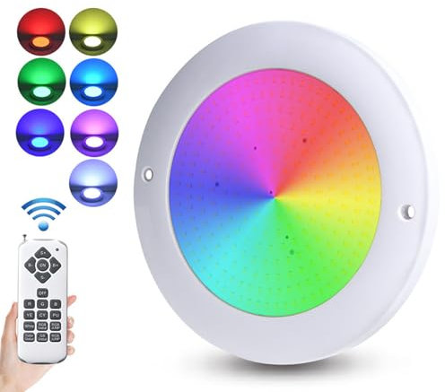 Msiud Iluminación RGB bajo el Agua, Lámparas Billar LED LED bajo el Agua 12 V, 18 W, ABS, IP68 Iluminación con Control Remoto para Piscinas Pared Acero Framepools Instalados
