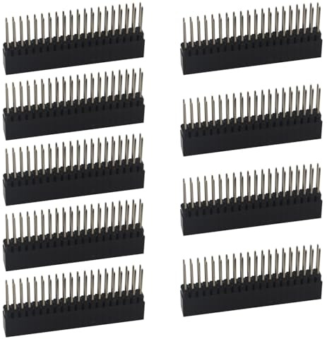 ZDE 9PCS 2x20 40 Pin Stacking Female Header 0.1 Inch Pitch Dual Row | Extra Tall Headers Connector, for Raspberry Pi Arduino PCB Breadboard