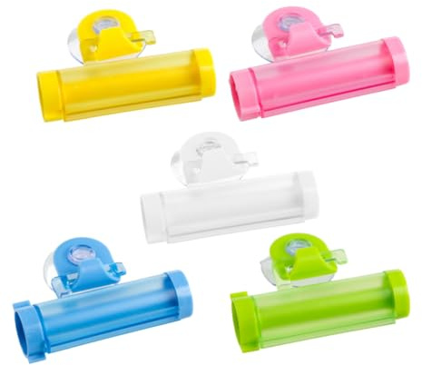 HIAKDOFT Presse-tube et 6pcs Fonctionnement Dentifrice Abs de en à Ventouse Élégant Simple Pratique, Design Chic Couleur Aléatoire pour Salle de Bain