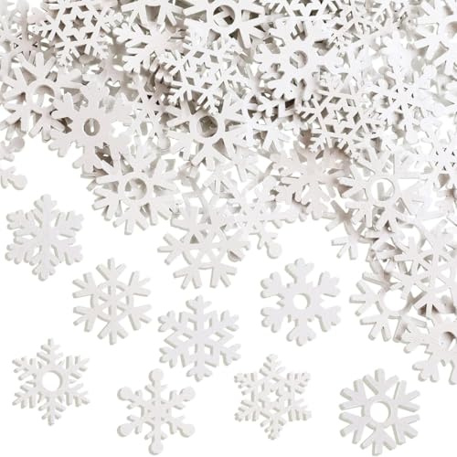 YUVKIN 100 Pezzi Decorazioni Natalizie Fiocchi di Neve in Legno per DIY, Decorazioni Natalizie, Addobbi per Tavola, Decorazioni Invernali, Ornamenti per Albero di Natale (25mm)