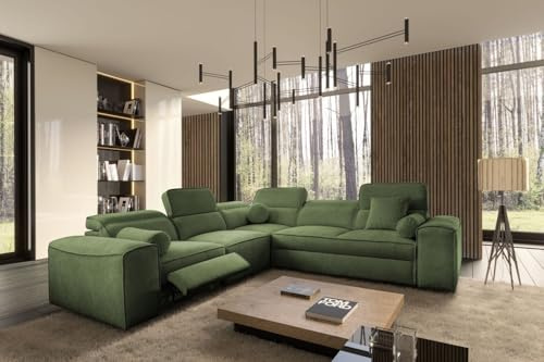 All4All Ecksofa Simone III Mix - Wohnlandschaft mit Relaxfunktion – Couch mit Schlaffunktion - Bettaksten - verstellbare Kopfstützen - Beste Qualität - 26 (Toro 95, Links)